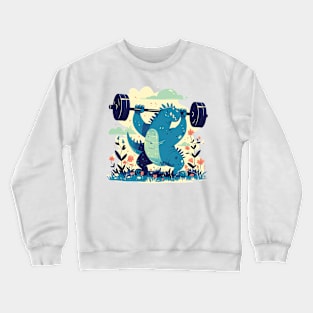 dino lifting weight Crewneck Sweatshirt